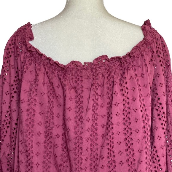 Lane Bryant Women’s Eyelet Off The Shoulders Peasant Top Blouse Plus Size 18/20 - Picture 7 of 10